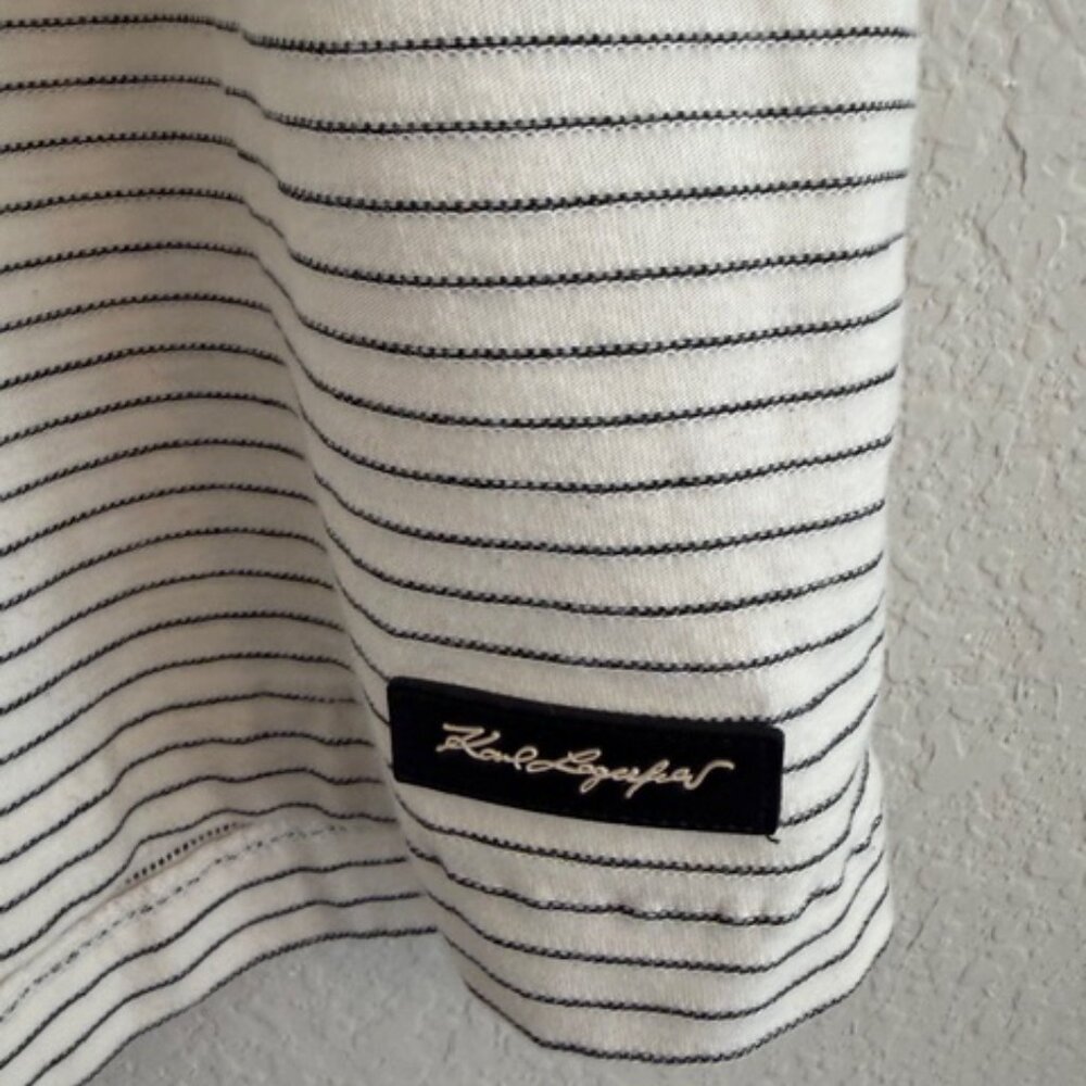Karl Lagerfeld Mens Textured Stripe Drawstring Shorts Off white/Navy XL Preppy - Picture 6 of 7